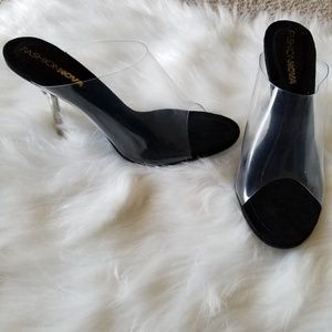 SIZE 6 FN 3 inch Black Glass Heels